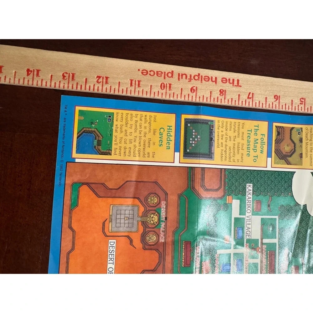Vintage 1992 Legend of Zelda A Link to the Past SNES Map Overworld Dungeon Lore